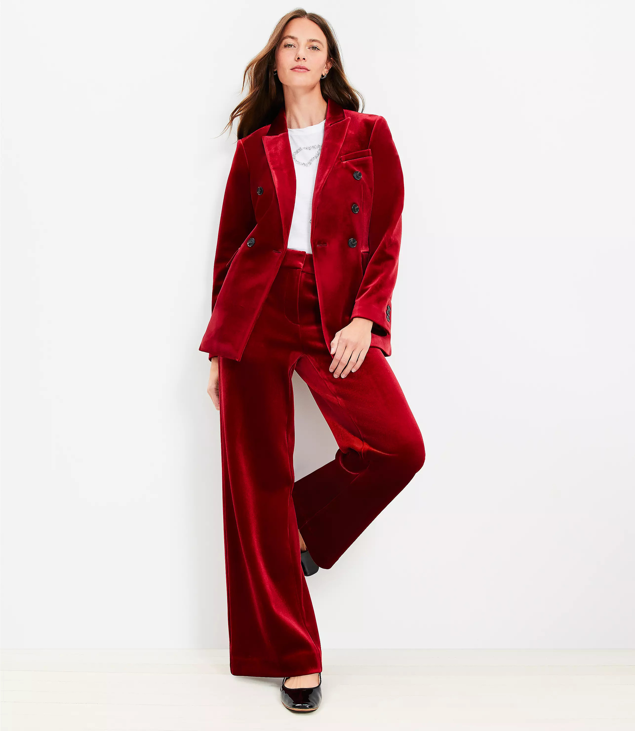 Clean Wide Leg Pants in Velvet | LOFT