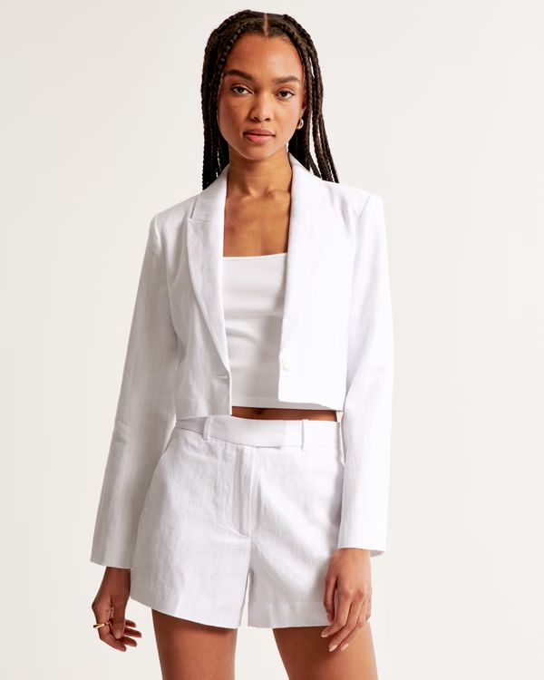 Women's Linen-Blend Blazer | Women's New Arrivals | Abercrombie.com | Abercrombie & Fitch (US)