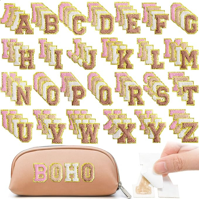 Jutom 104 Pcs Self Adhesive Chenille Letter Patches Chenille Stick on Embroidered Patch for Cloth... | Amazon (US)