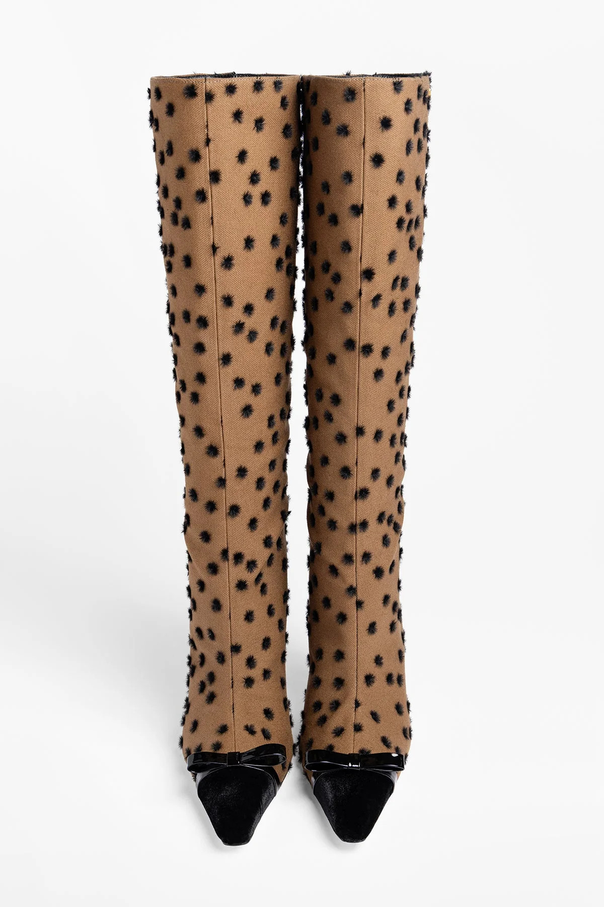 Carine Boot Cinnamon Polka Dots Fabric | Larroude
