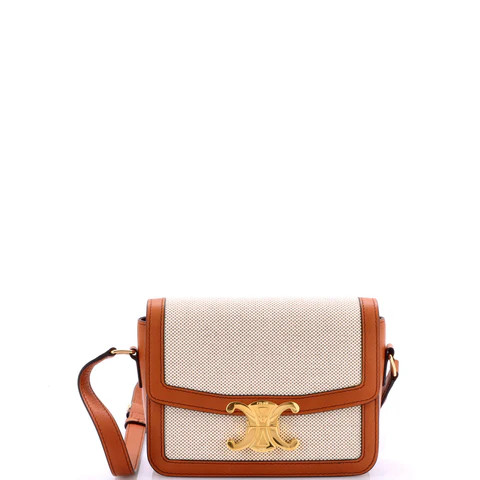 Triomphe Shoulder Bag Canvas with Leather Teen | Rebag