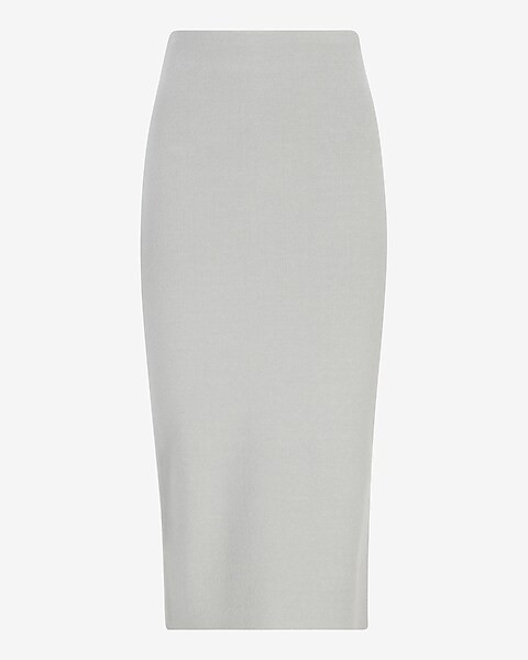 High Waisted Side Slit Midi Sweater Pencil Skirt | Express
