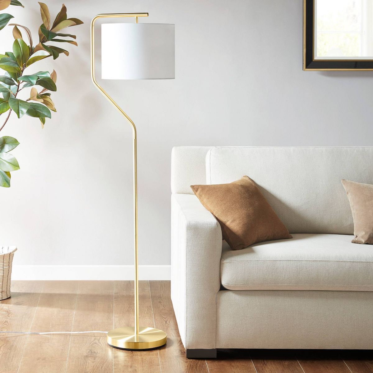 Aster Angular Floor Lamp (Includes LED Light Bulb) Black/Gold - Hampton Hill | Target