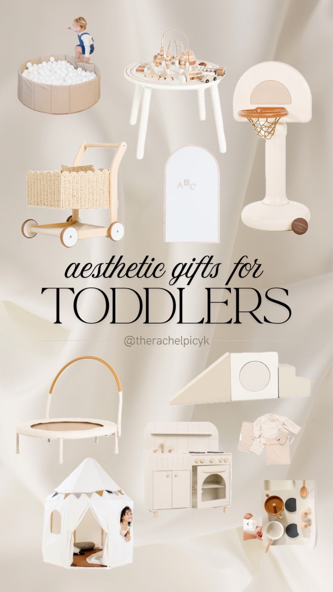 Aesthetic holiday gift guide for toddlers & kids 🎁 

GATHRE products: basketball hoop; toddler trampoline; soft play blocks; shopping cart; play kitchen with accessories; play tent; ball pit; standing activity table; indoor play tunnel; chalkboard 

#LTKBaby #LTKGiftGuide #LTKKids