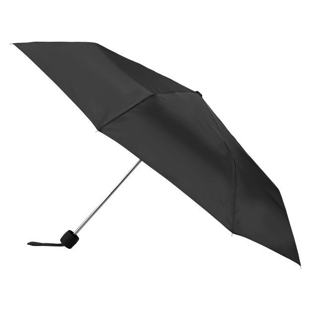 Totes Water Resistant Foldable Manual Open Compact Umbrella - Black | Target