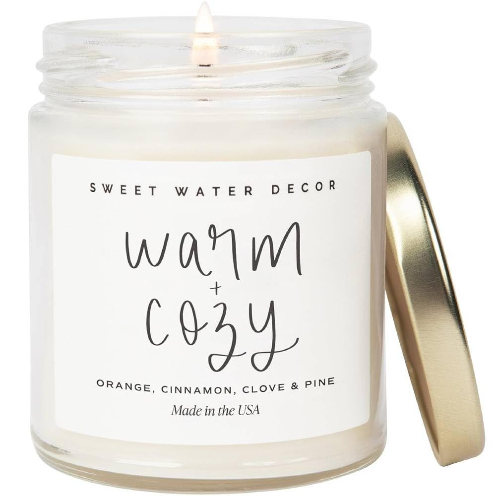 Sweet Water Decor Warm and Cozy Candle - Pine Cinnamon & Fir Winter Scented Soy Candles for Home ... | Amazon (US)