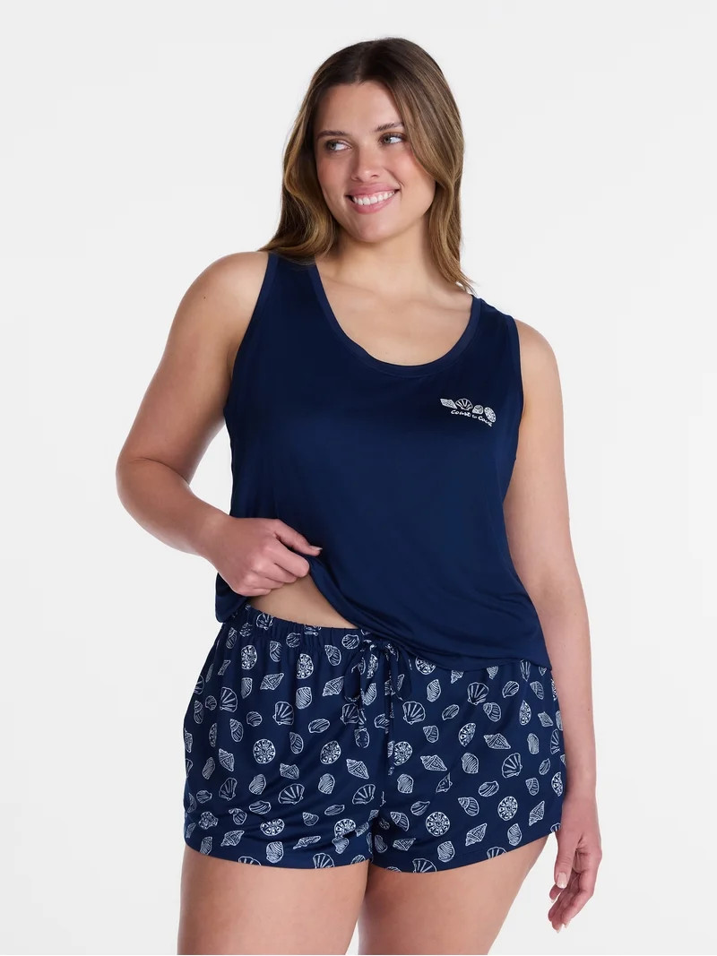 Joyspun Women's Tank Top and Shorts Pajama Set, 2-Piece, Sizes XS-3X | Walmart (US)