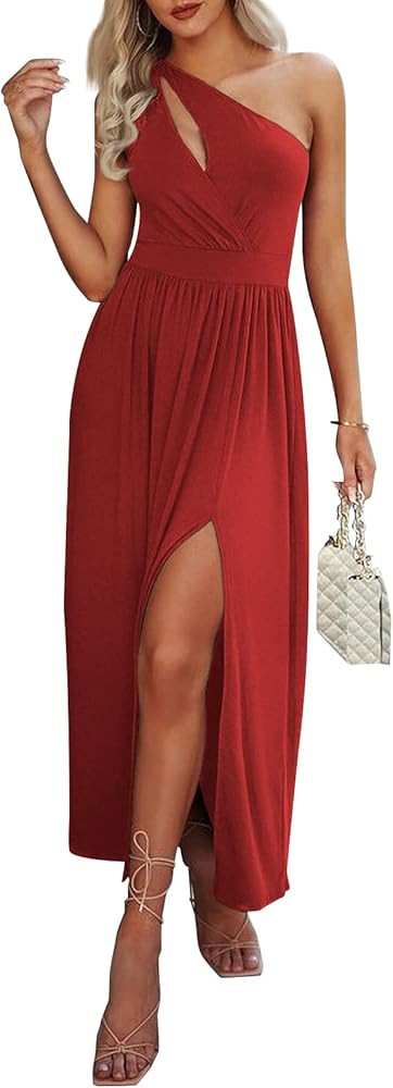 LILLUSORY Women's Fall 2023 One Shoulder Dresses Formal High Split Wedding Guest Cocktail Party M... | Amazon (US)