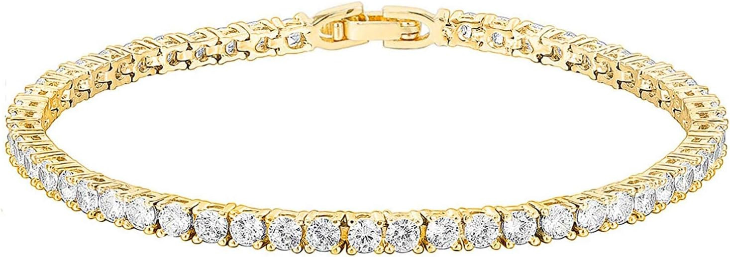 PAVOI 14K Gold Plated 3mm Cubic Zirconia Classic Tennis Bracelet | Gold Bracelets for Women | Siz... | Amazon (CA)