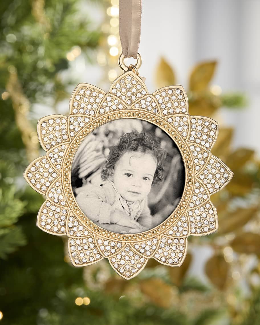 L'Objet 24K Gold-Plated Flower Pavé Frame Ornament | Neiman Marcus