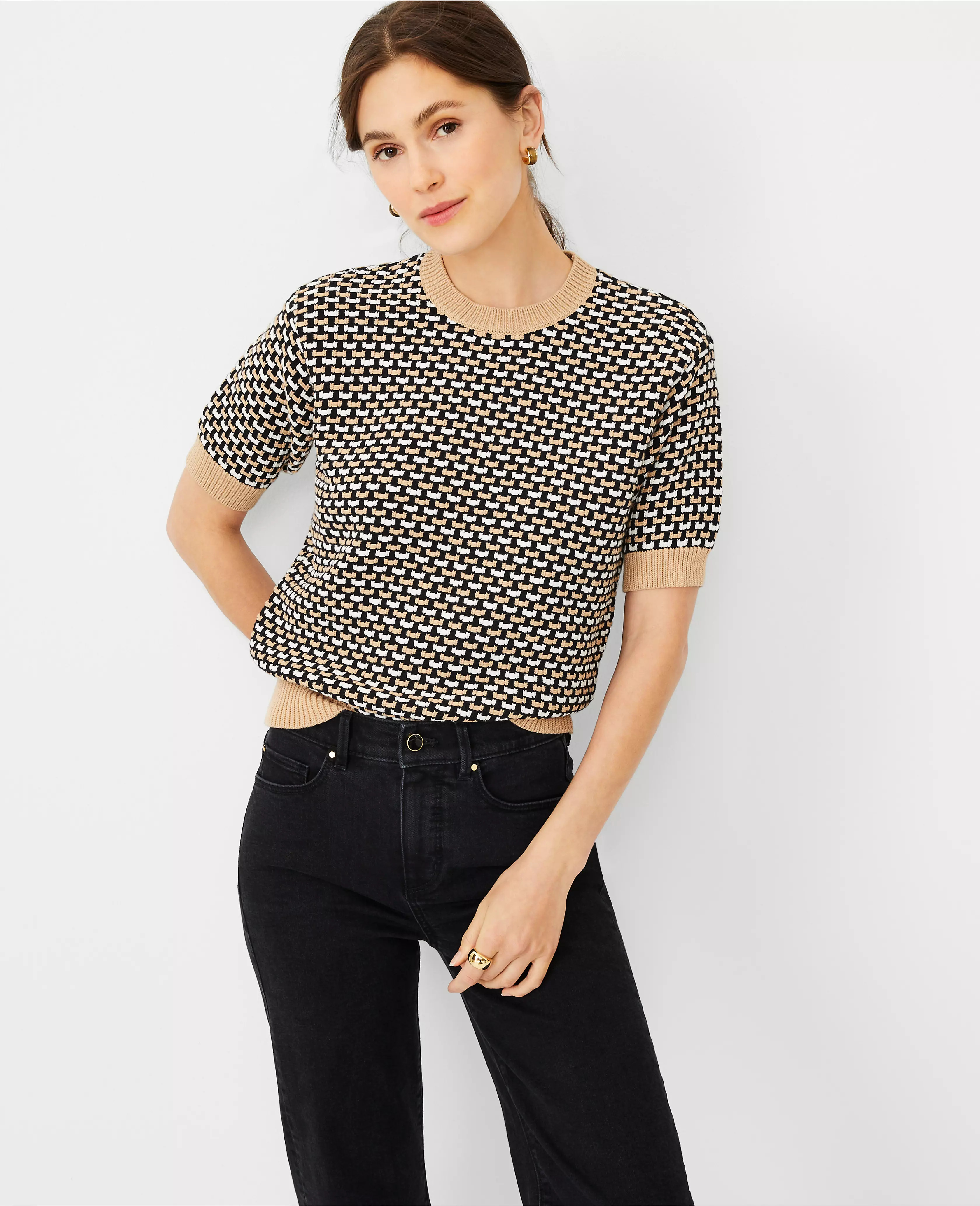 Geo Stitch Wedge Sweater Tee | Ann Taylor (US)