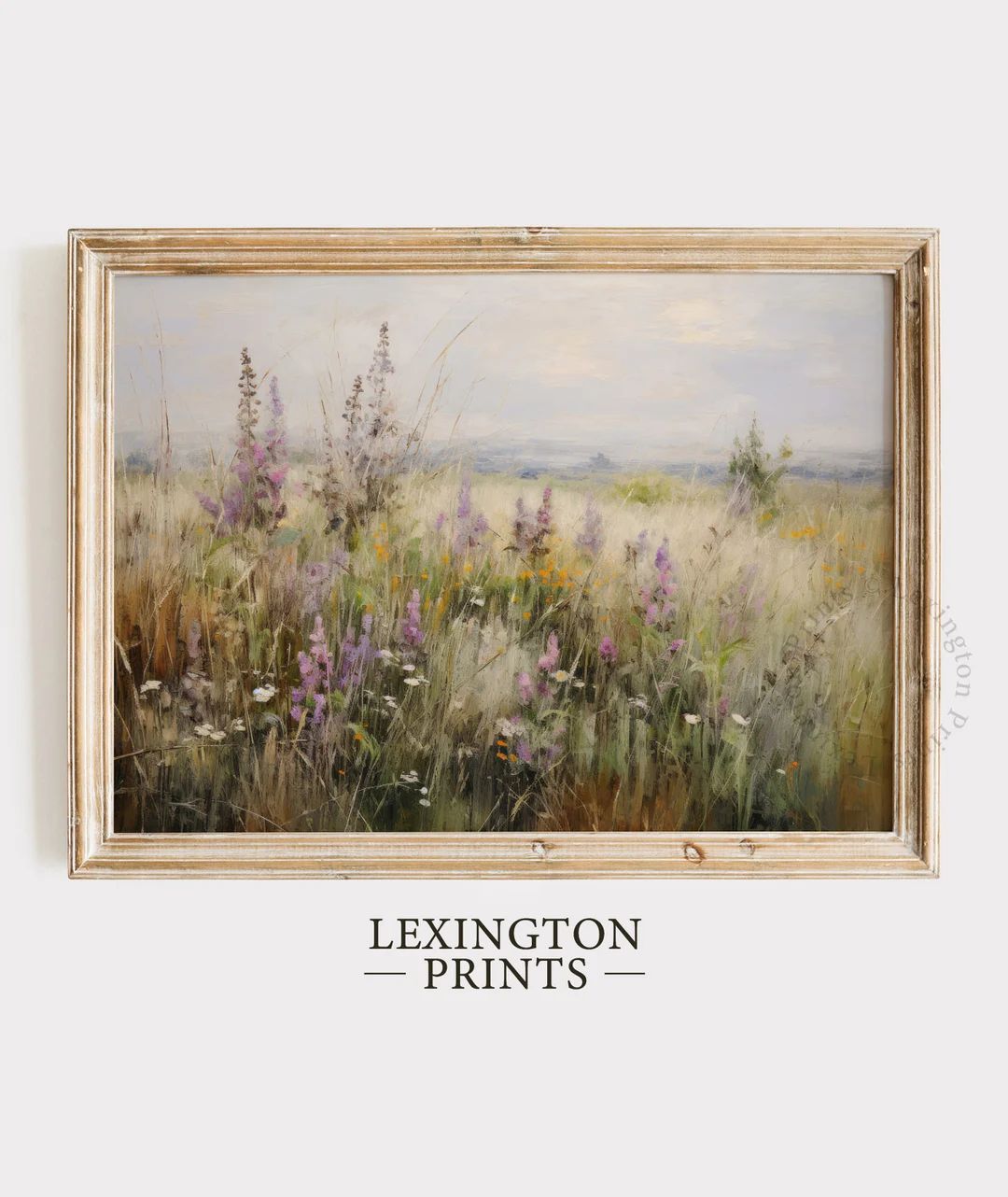 Spring Printable Wildflower Field Landscape Painting, Purple Spring Print Easter Print Farmhouse ... | Etsy (US)