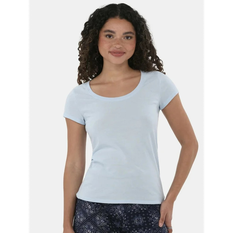 No Boundaries Scoop Neck Tee with Short Sleeves, Women's | Walmart (US)