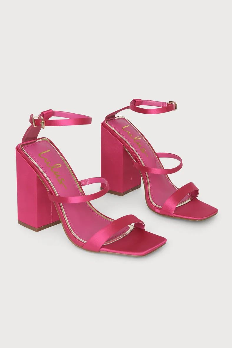 Mabie Fuschia Satin Ankle Strap High Heel Sandals | Lulus (US)