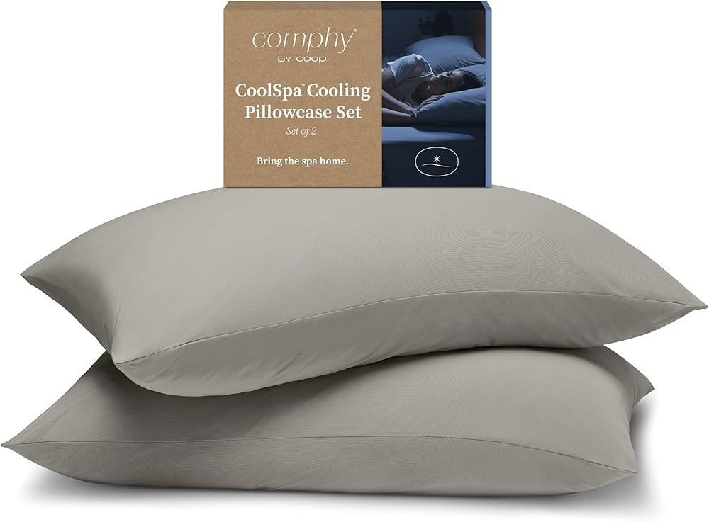 Coop Home Goods Comphy CoolSpa Cooling Pillow Case Set of 2, Dove Grey King Size Pillow Covers, L... | Amazon (US)
