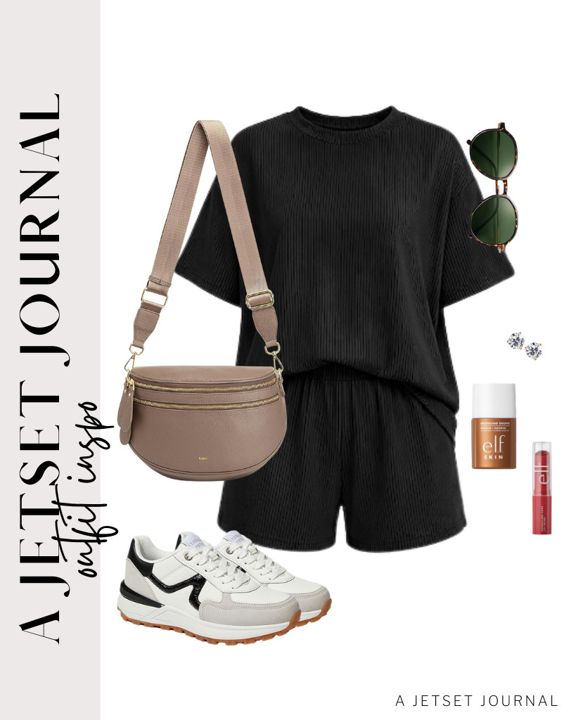 For the final outfit, you can pair a black two-piece shorts set with LUCKY STEP fashion sneakers. This look goes well with SOJOS hexagon round sunglasses and a Kattee Crossbody Bag. These stylish stud earrings are perfect for this outfit.

#LTKSeasonal #LTKSaleAlert #LTKTravel
 

 