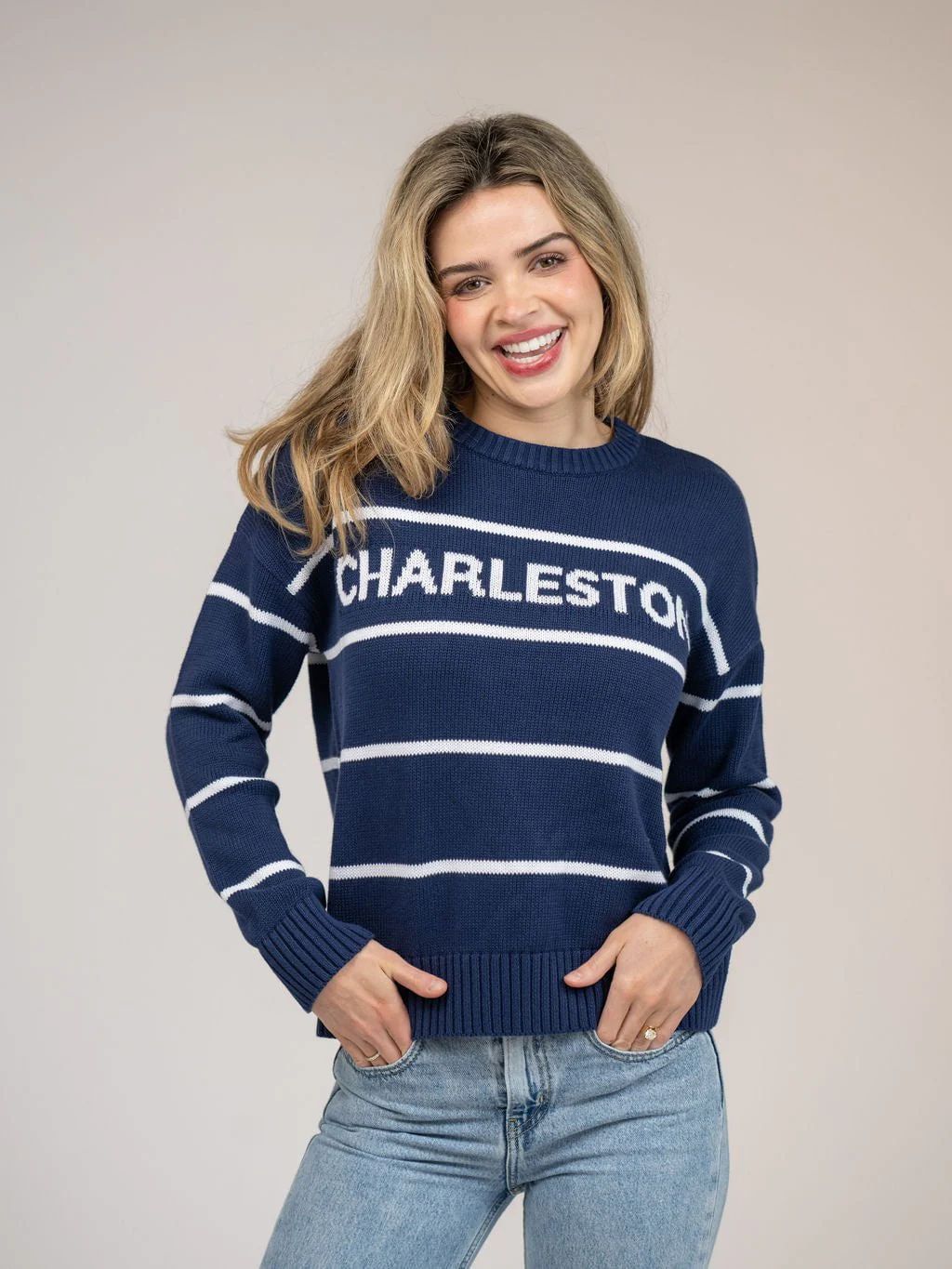 Charleston Sweater in Navy Stripe | Beau & Ro