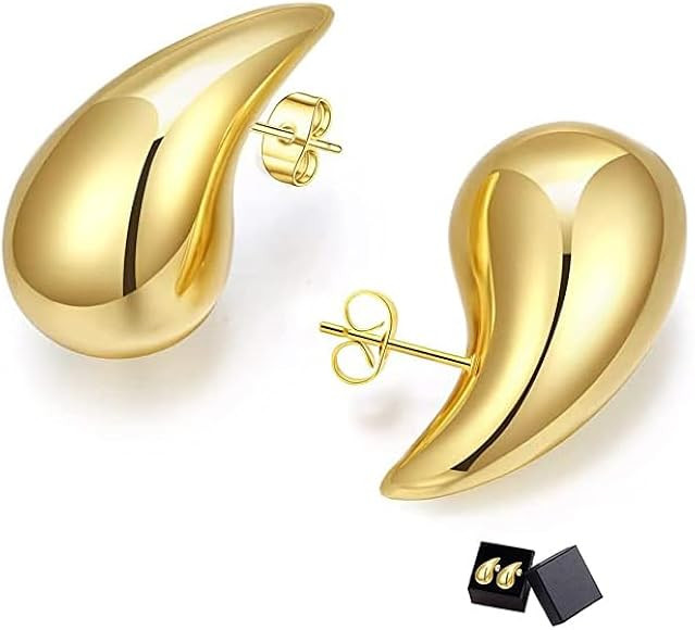 Tear Drop Earrings ??? ?????, Chunky Gold Hoop Earring ????... | Amazon (US)