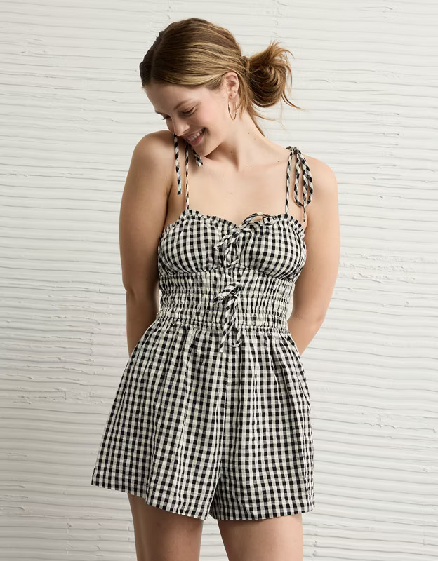 AE Sweetheart Bow Romper | American Eagle Outfitters (US & CA)