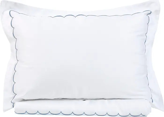 MELANGE HOME Scallop Embroidered 600 Thread Count Cotton Duvet Cover & Shams 3-Piece Set - Full/Q... | Nordstrom Rack