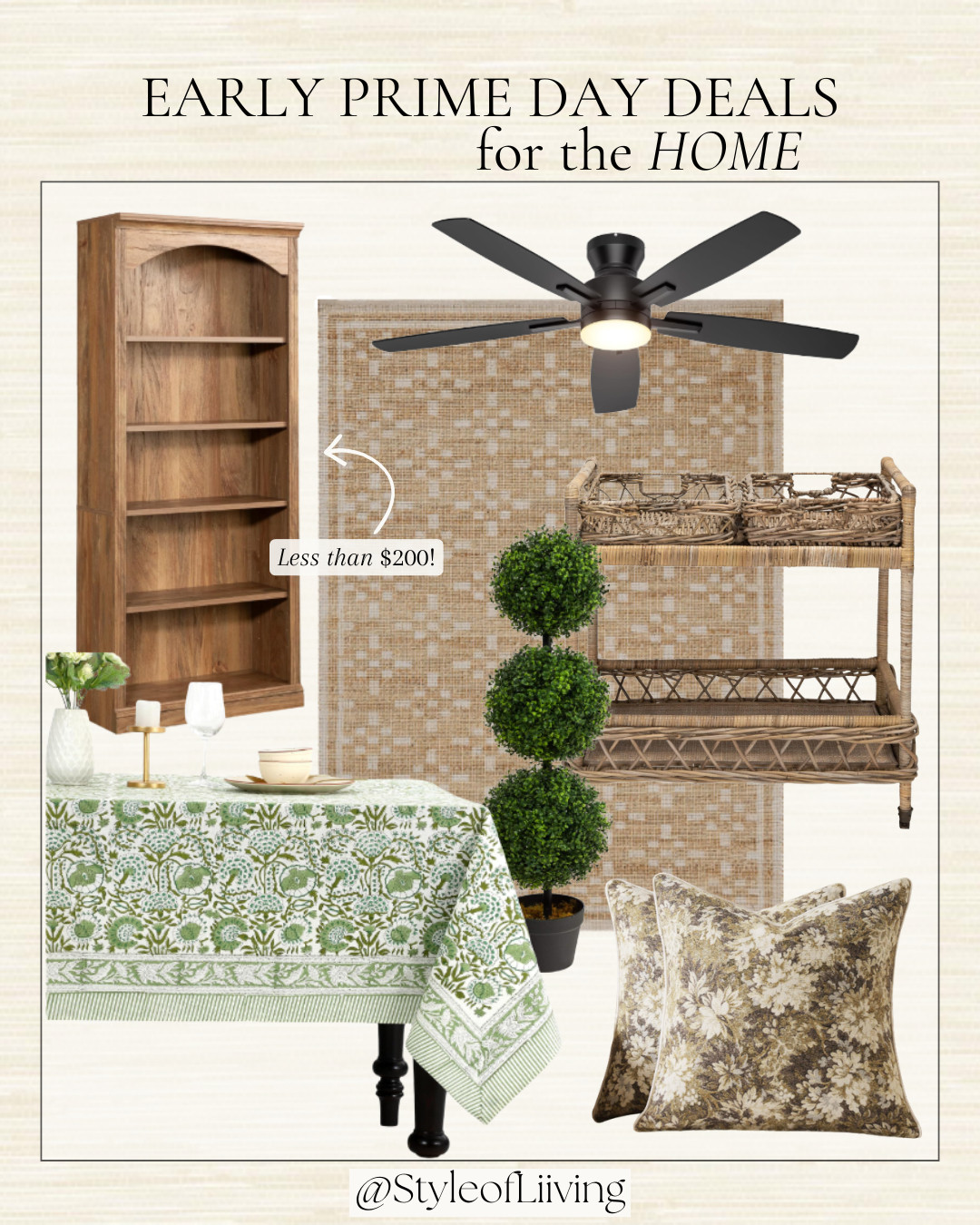 Early Prime Day Deals for the Home! Tablecloth, area rugs, bar carts, bookcase, bookshelves, artificial topiary, pillow covers, cleaning products, ceiling fan, and more! #amazonprime #primeday #earlydeals #amazondeals #homedeals #furnituredeals #homedecor #homeaccents #plants  

 #LTKmomlife #LTKHome #LTKSaleAlert