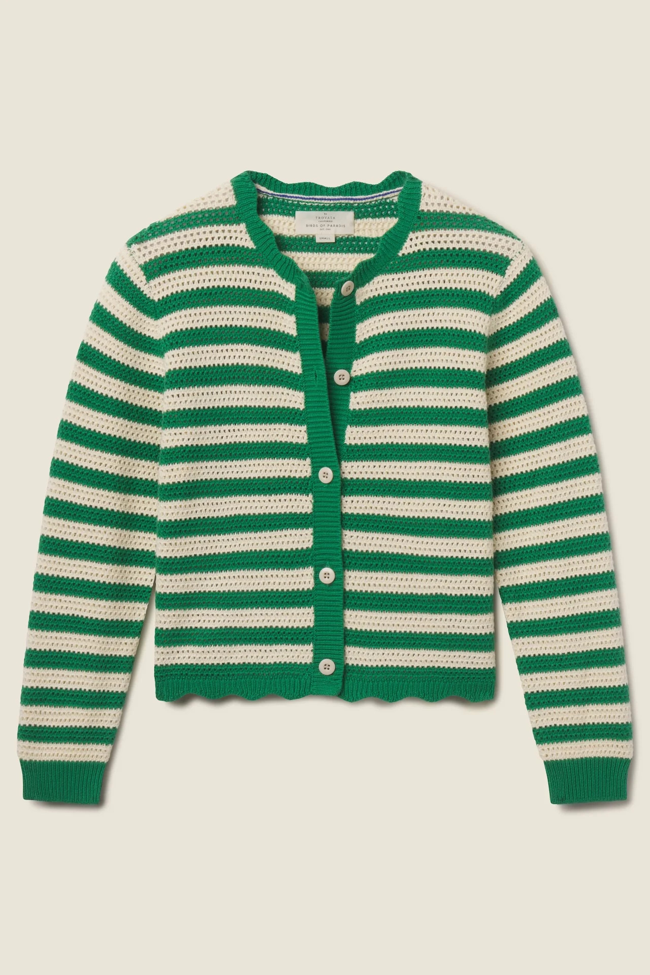 Vento Cardigan Green Stripe | TROVATA