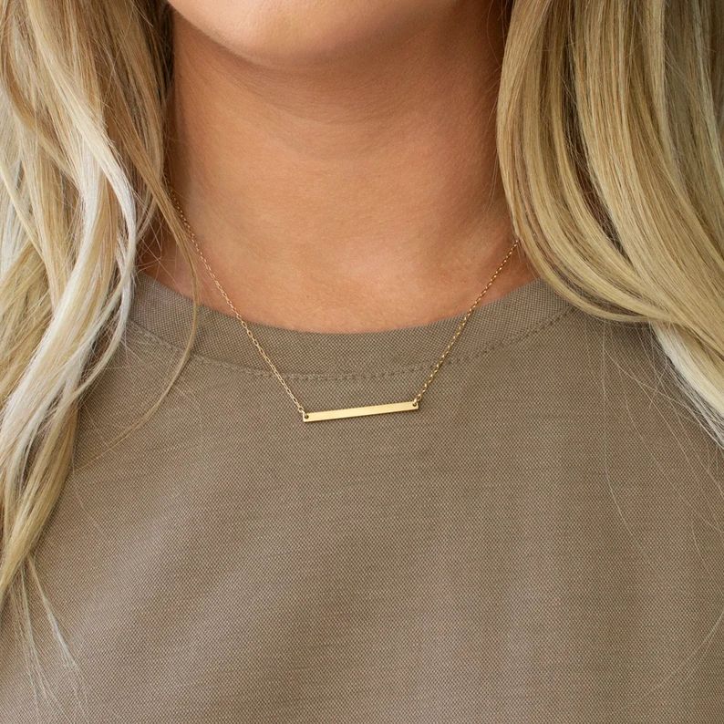 Thin Bar Necklace, Mom Necklace, Date Necklace, Name Necklace, Minimal Bar Necklace, Initials Bir... | Etsy (US)