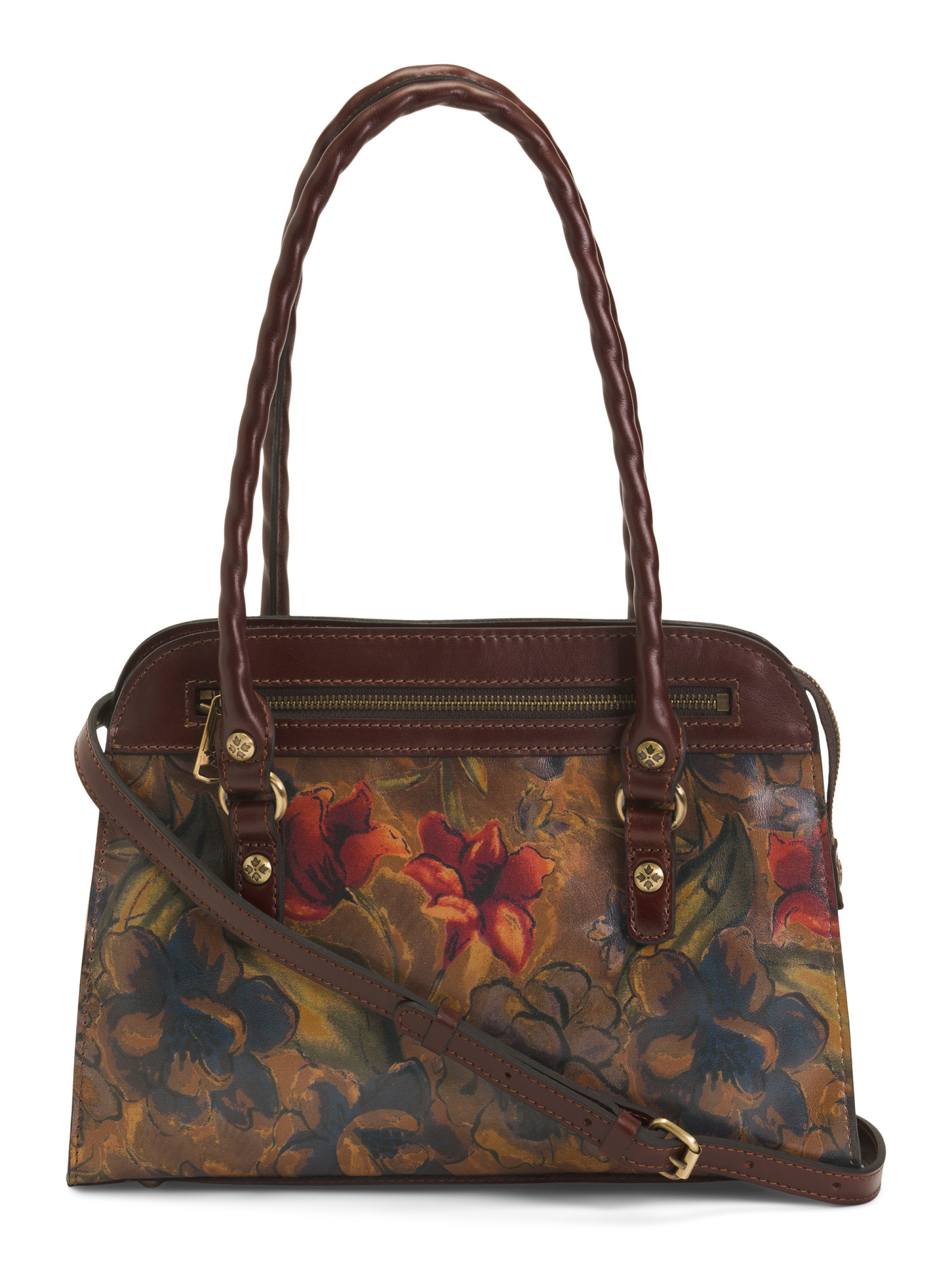 Leather Calvi Satchel With Crossbody Strap | TJ Maxx