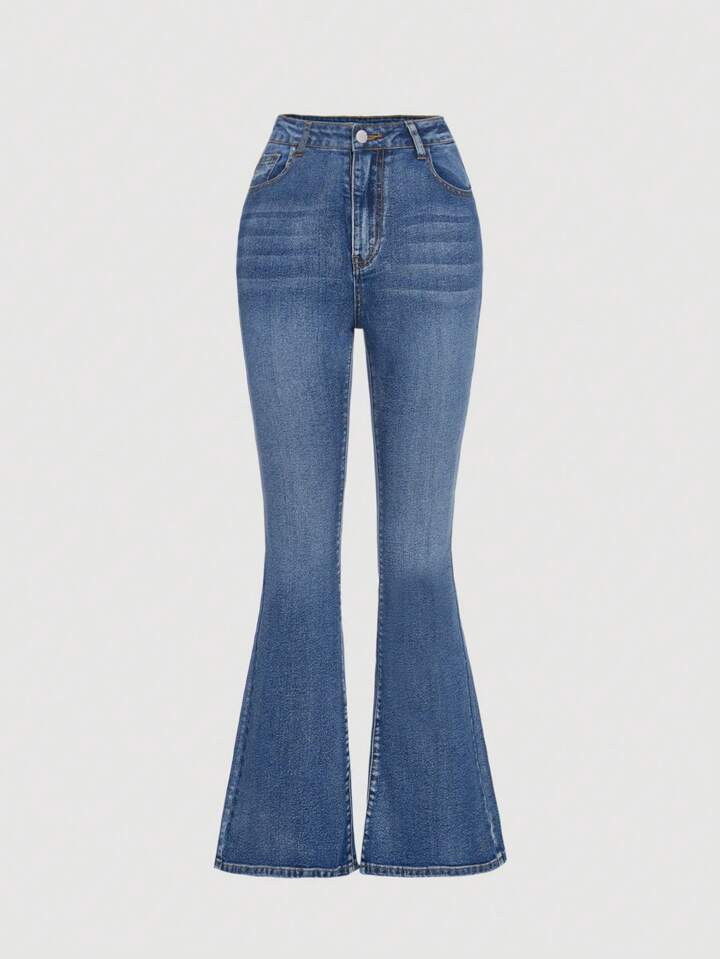 Teen Girls Slant Pocket Flare Leg Jeans | SHEIN