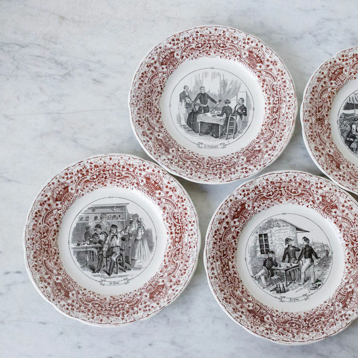 Vintage Brown Transferware Plate set of 4 | Elsie Green US