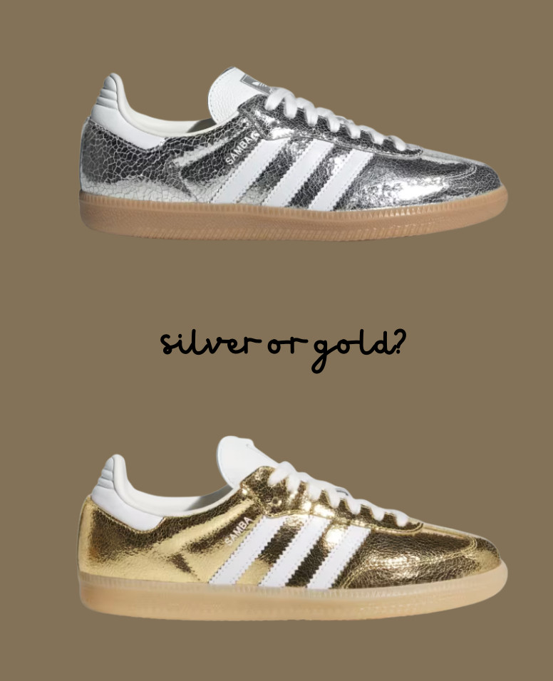 metallics are hot...which is your favorite? silver or gold? silver over here! 

adidas, samba, metallic sneakers, fall style, gift guide, holiday gifts 

 #LTKGiftGuide #LTKHoliday #LTKStyleTip