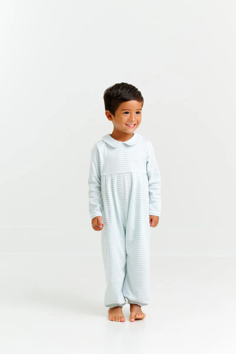 Long Sleeve Bradford Romper - Dear Santa (Barbados Blue) with Worth Av | The Beaufort Bonnet Company