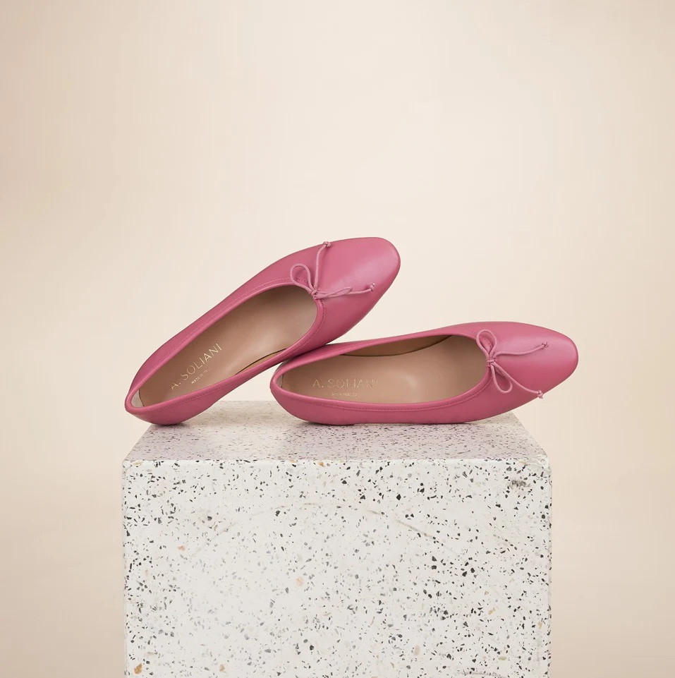 Como Italian Leather Ballet Flats in Thulian Pink | A. Soliani | A.Soliani