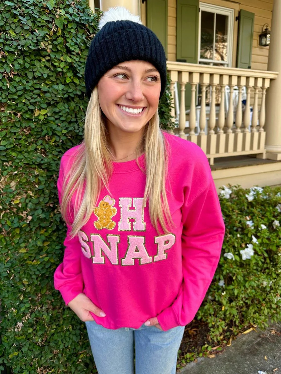 'Oh Snap' Letter Patch Crewneck Sweatshirt | United Monograms
