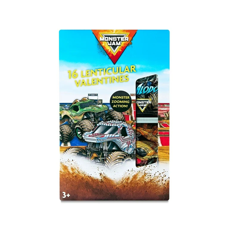 Monster Jam Lenticular Valentine Exchange Cards, Multi-Color, Paper, 16 Count | Walmart (US)