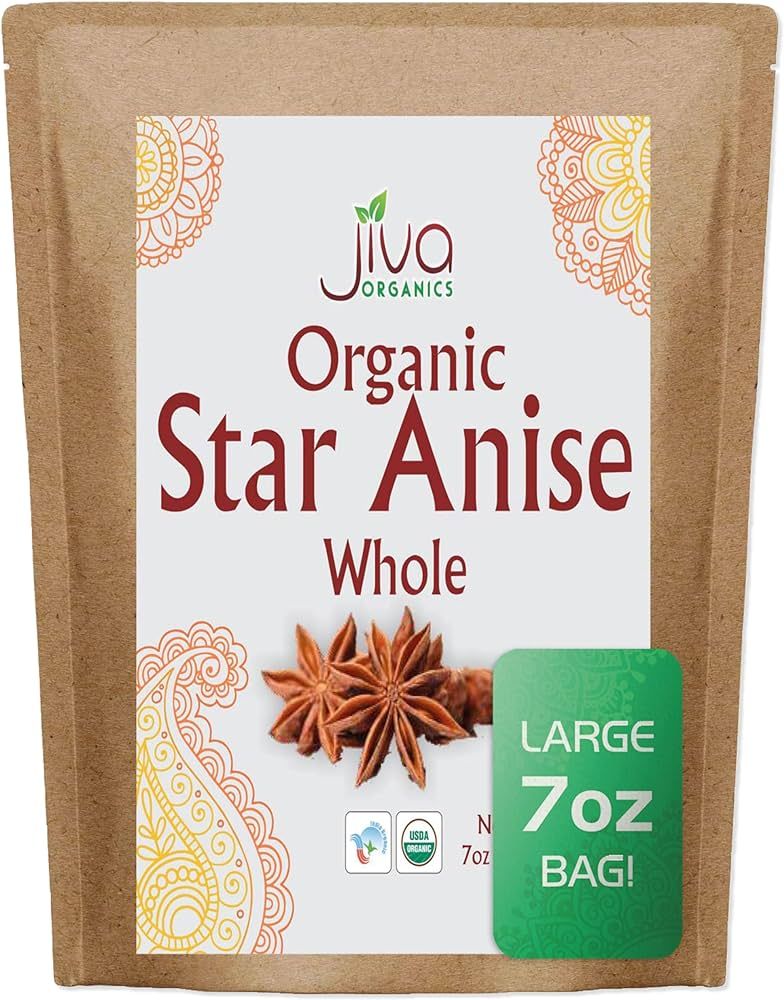 Jiva Organic Whole Star Anise 7 Oz Jumbo Bag - Non-GMO, Non Irradiated, Pure Spice from India, St... | Amazon (US)