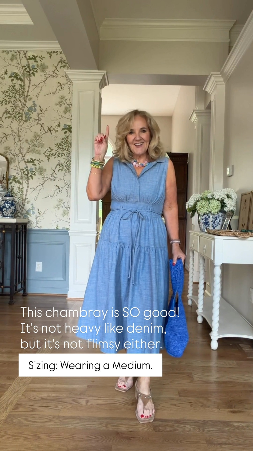 This chambray dress is so well done! It has that beautiful crosshatch texture you'd expect from true chambray, but it's lighter than denim without feeling too thin. The fabric has just the right amount of structure, so it drapes beautifully while still feeling soft and comfortable.

Sizing: Wearing a Medium.

💛 LTK MADE EASY
❤️ Heart = Support my posts
🔖 Save = Get restock alerts

#LTKootd #LTKSeasonal #LTKOver40
