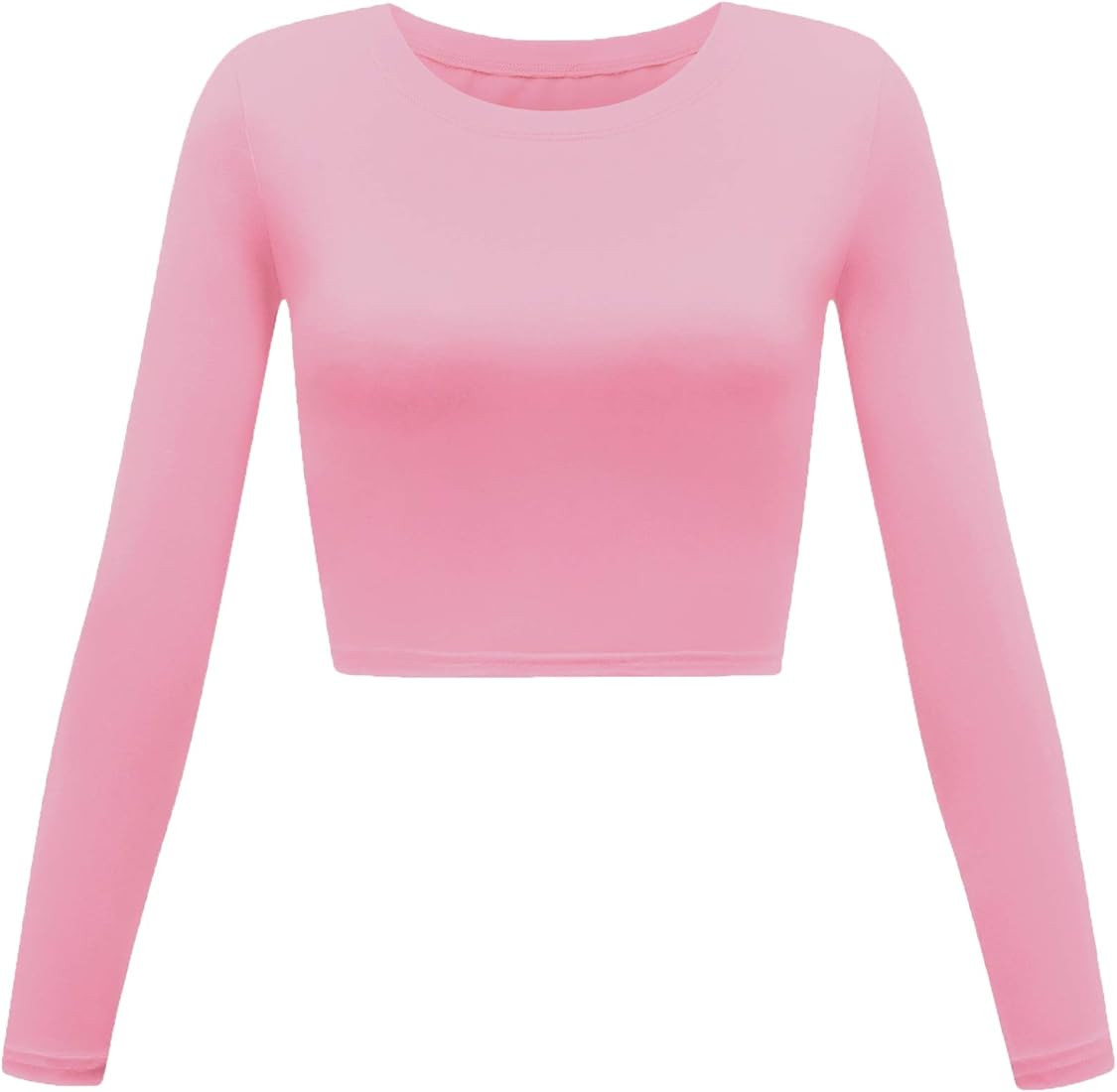 Women's Basic Round Neck Long Sleeve Crop Top | Amazon (US)
