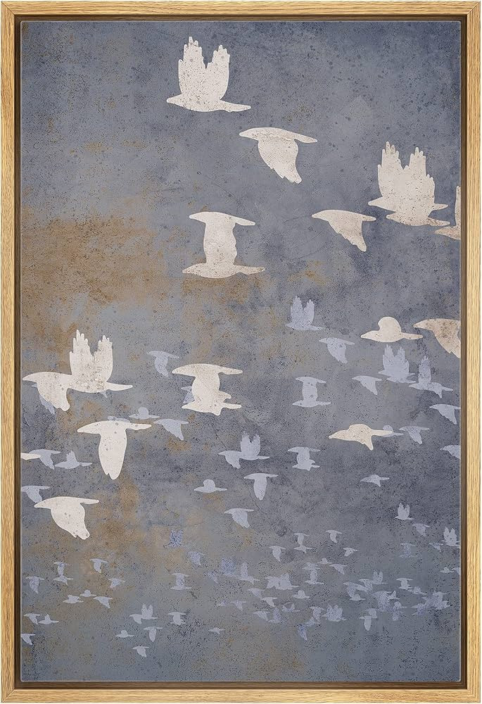 Framed Canvas Print Wall Art Pastel Flying Bird Collage Nature Wilderness Illustrations Modern Ar... | Amazon (US)