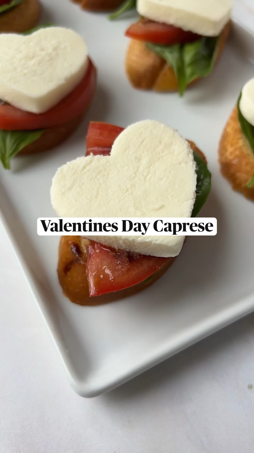 Valentines Day Caprese.

- slice your baguette and toast with olive oil and salt to make your crostini

- Grab a 💛 cookie-cutter off Amazon.

- slice mozzarella. If the piece is too small to fit your cookie cutter, simply pat it down to spread it out

- top each crostini with basil, tomato, salt, olive oil, balsamic vinegar (or balsamic glaze) and the mozzarella heart.

Enjoy

#ainttooproudtocheese

https://www.instagram.com/ainttooproudtomeg/reel/DF_1f75RBk5/?hl=en

#LTKParties #LTKStyleTip #LTKHome
