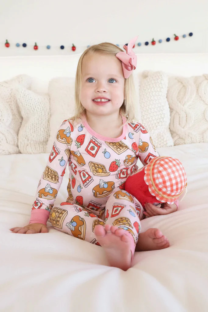 Sweet Stacks Two Piece Pajama Set | Pink | Caden Lane