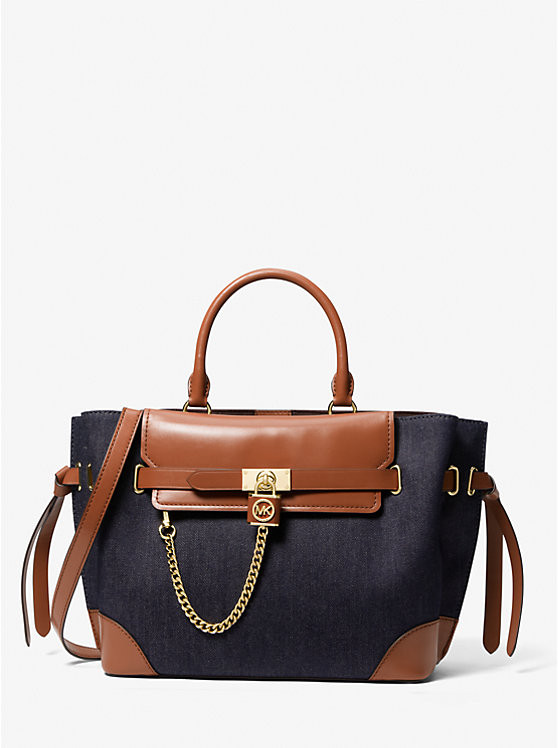 Hamilton Legacy Large Denim and Leather Belted Satchel | Michael Kors CA