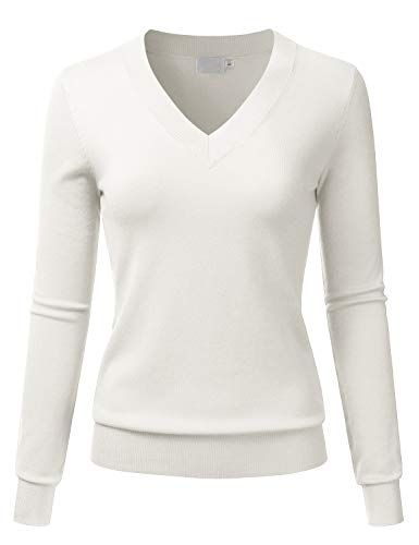 LALABEE Women's V-Neck Long Sleeve Soft Stretch Pullover Knit Top Sweater (S~XXL) | Amazon (US)