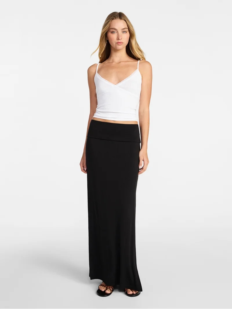 No Boundaries Foldover Maxi Skirt, Women's & Women's Plus XXS-4X | Walmart (US)