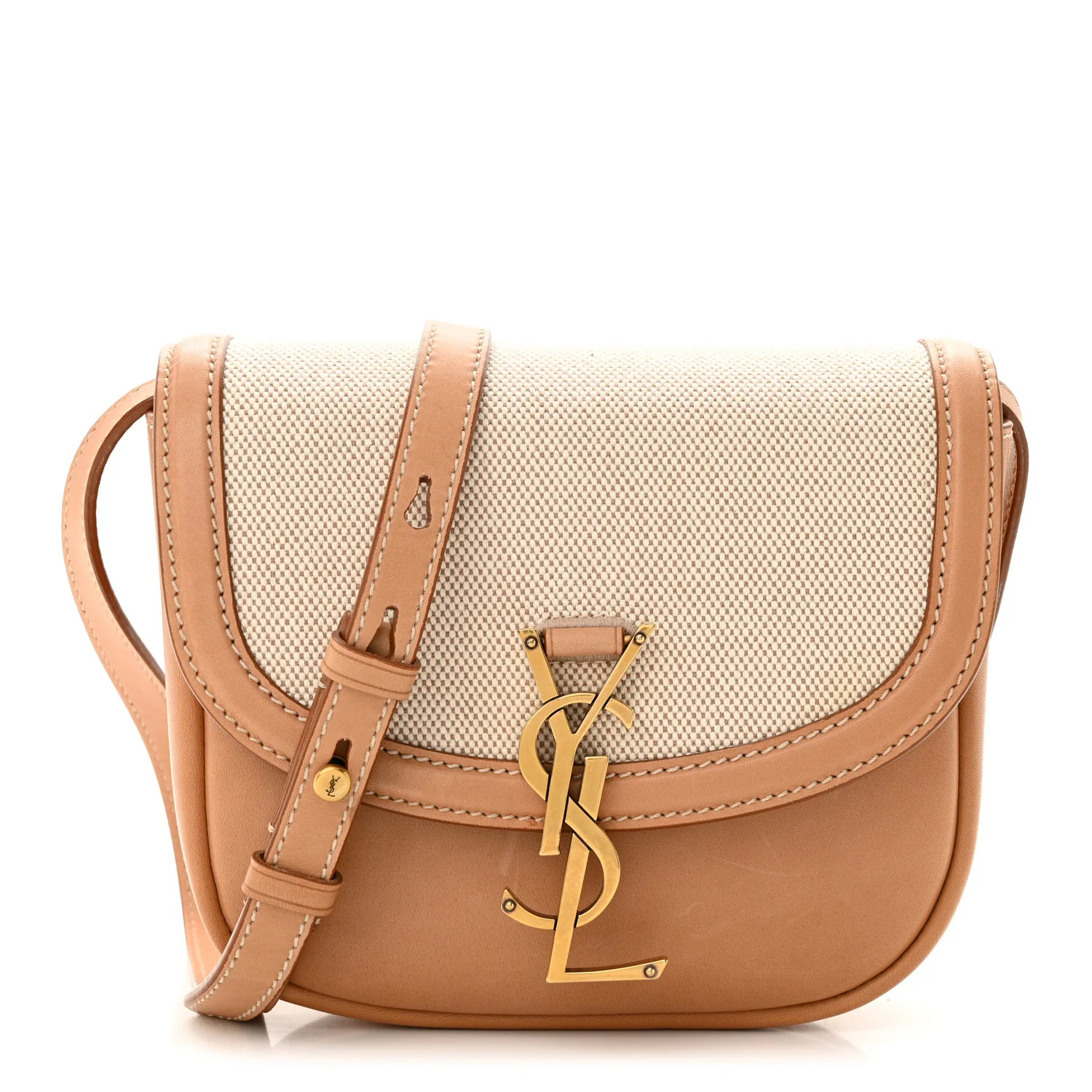 Smooth Calfskin Cotton Canvas Small Kaia Satchel Natural Beige | FASHIONPHILE (US)