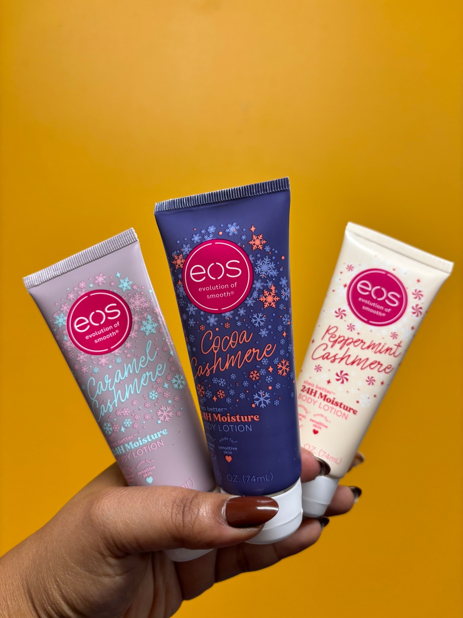 EOS lotion, hand and body lotion, seasonal scented lotion, EOS collection, caramel lotion, cocoa lotion, peppermint lotion, gift guide. 

#LTKGiftGuide #LTKSeasonal #LTKBeauty