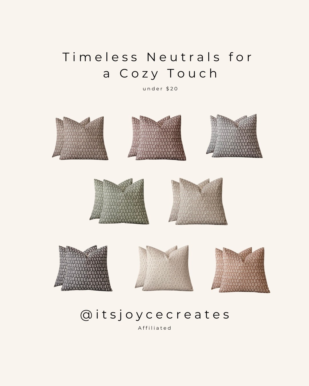A little vintage charm, a lot of modern ease 🌾
These neutral floral print pillow covers add the perfect touch of softness and style—effortless and timeless.


#neutraldecor #modernvintage #floralpillows #throwpillows #homeaesthetic #cozycorners #vintagestyle #LTKfinds

#LTKHome #LTKSaleAlert #LTKSeasonal