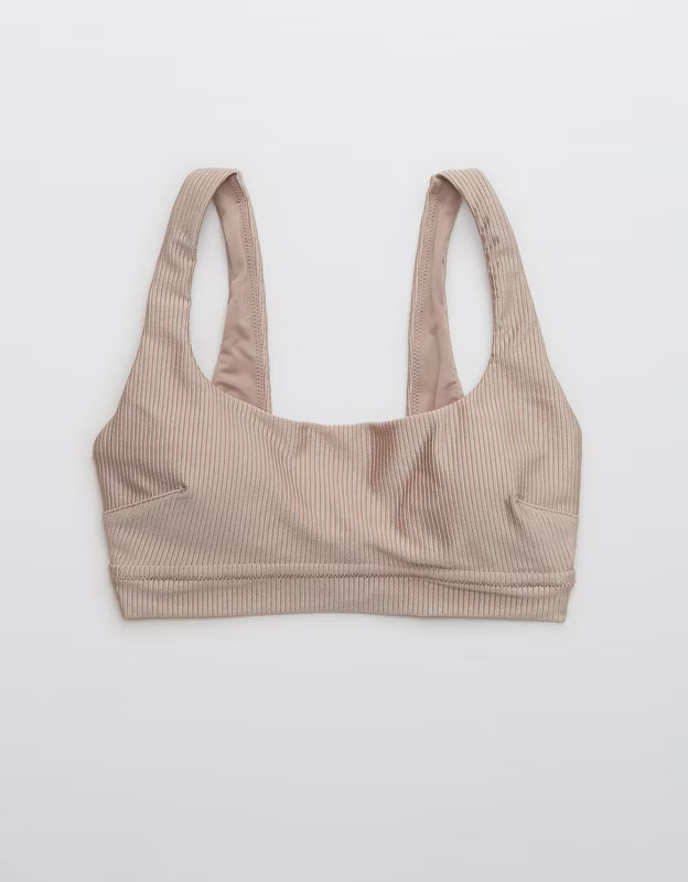 Aerie Ribbed Shine Banded Wide Strap Scoop Bikini Top | American Eagle Outfitters (US & CA)