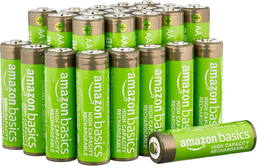 Amazon Basics 24-Pack Rechargeable AA NiMH High-Capacity Batteries, 2400 mAh, 1.2V, Low Self Disc... | Amazon (US)