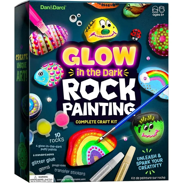 Dan&Darci Glow in the Dark Rock Painting Kit - Arts & Crafts Kits Gifts for Boys and Girls Ages 4... | Walmart (US)